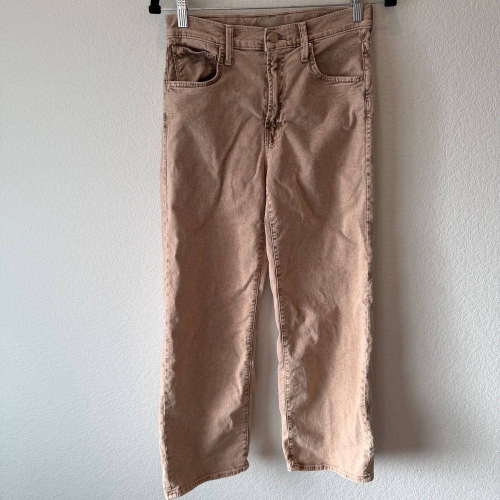 Mother High Waisted Straight Leg Jeans Tan Khaki Size 25 Denim Pants